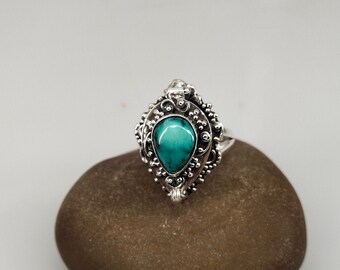 Mother Day Gift, Natural Tibetan Turquoise Poison Ring, 925 Sterling Silver Handmade Ring, Openable Poison Ring. lid box ring