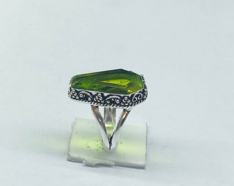 christmas giftCoffin Ring,925 Silver ring, Coffin Jewelry , Peridot Coffin Ring,Ring for her girls,Handmade Ring, Boho Gift for Her,