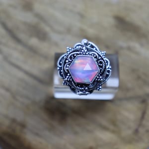 Poison Ring, 925 Sterling Silver Plated, Aurora Opal Poison Ring, Opal Box Ring, Oxidized Ring, Love Ring, Handmade Jewelry, Gift For Her