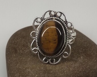 christmas giftTiger Eye Stone Unique ring Tigers eye stone ring . Gypsy Hippie Ring .925 sterling silver Ring . . handmade unique ring .