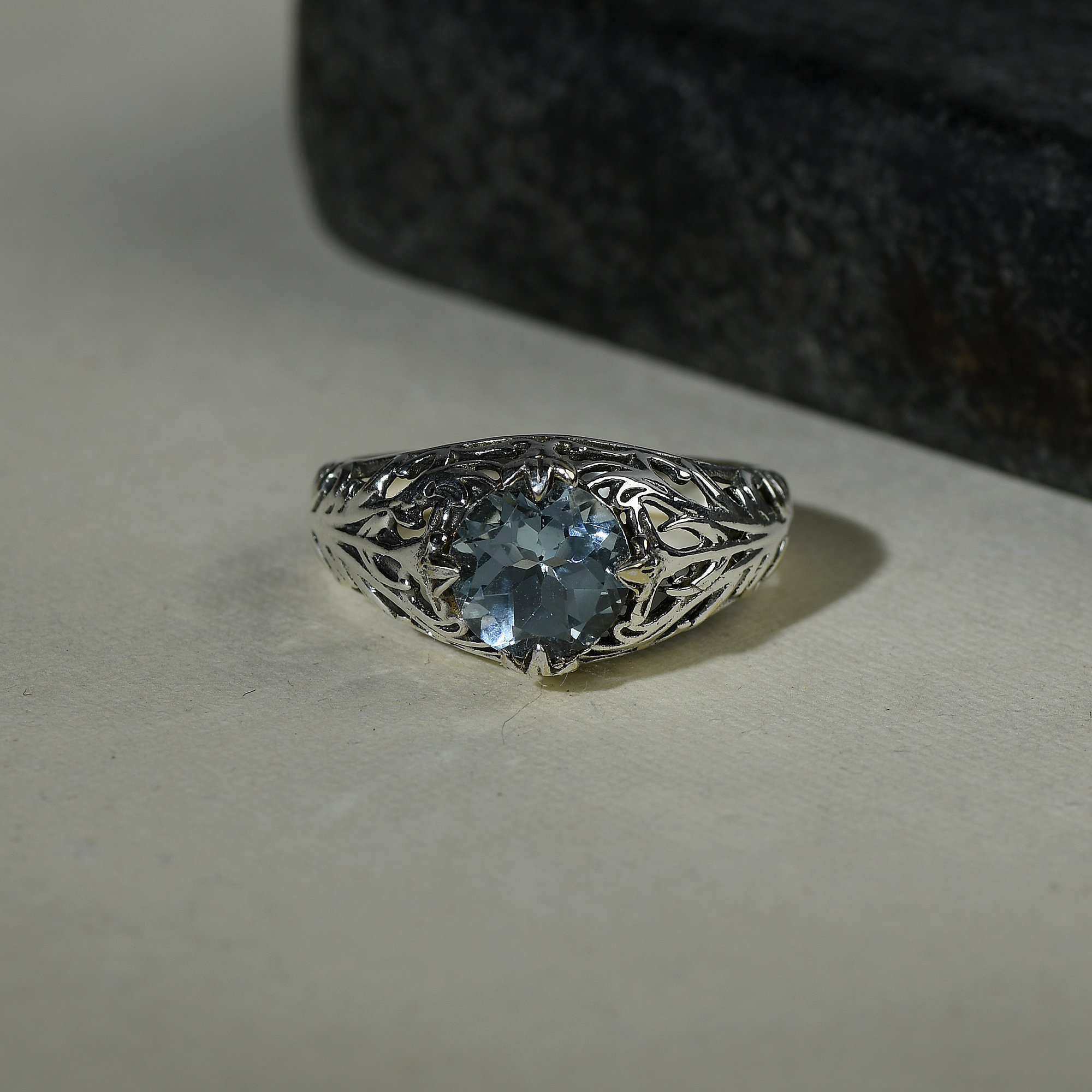 Natural London Blue Topaz Ring, 7mm Genuine Topaz, 925 Sterling Silver Ring, Dainty, Promise, Anniversary Ring, Mother's Day Gift
