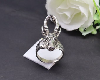 Deer Ring , Deer Skull Ring ,925 Sterling Silver Ring for Women ,Gothic Ring Vintage Womens Jewellery Gift for Her Handcrafted Jewelry