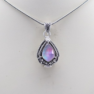 Aurora Opal Pendant Necklace In Sterling Silver, Locket for Necklace, 925 Sterling Silver Pendant, Handmade Pendant, Pill Box Necklace, Gift