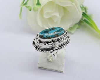 Bague empoisonnée en cuivre turquoise, bague boîte à secrets, bague empoisonnée faite main, médaillon, bague en argent sterling 925. Bague pour compartiment, cadeau pour elle