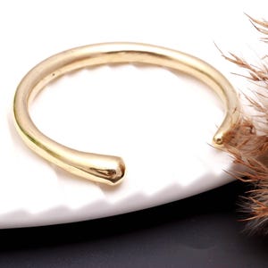 Simple Solid Brass Adjustable Cuff Bracelet : Stacking Bangle For Everyday Use image 3