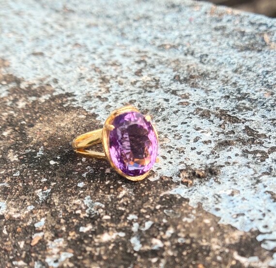 18k Gold Plated Amethyst Ring 925 Sterling Silver Ring Gemstone