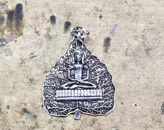 Colgante de Buda hecho a mano en plata de ley 925, joyería espiritual hecha a mano con la bendición de Dios.