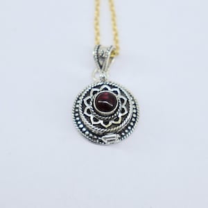 Natural Garnet Locket Pendant, Locket for necklace,925 Sterling Silver pendant ,Handmade pendant, June Birth, pill box, gift for her,