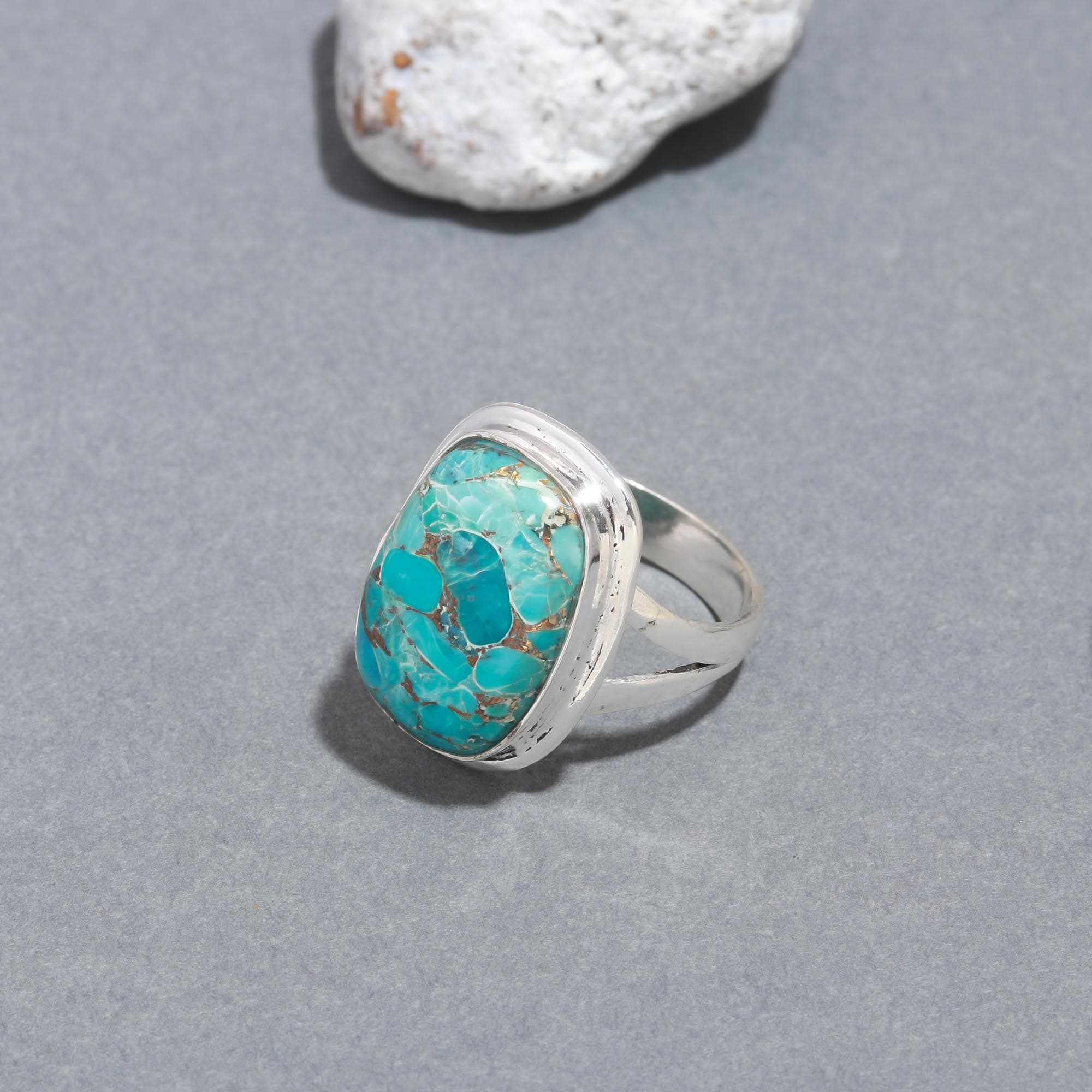 Handmade Mohave Turquoise Ring: Oval Gemstone, 925 Sterling Silver - Etsy