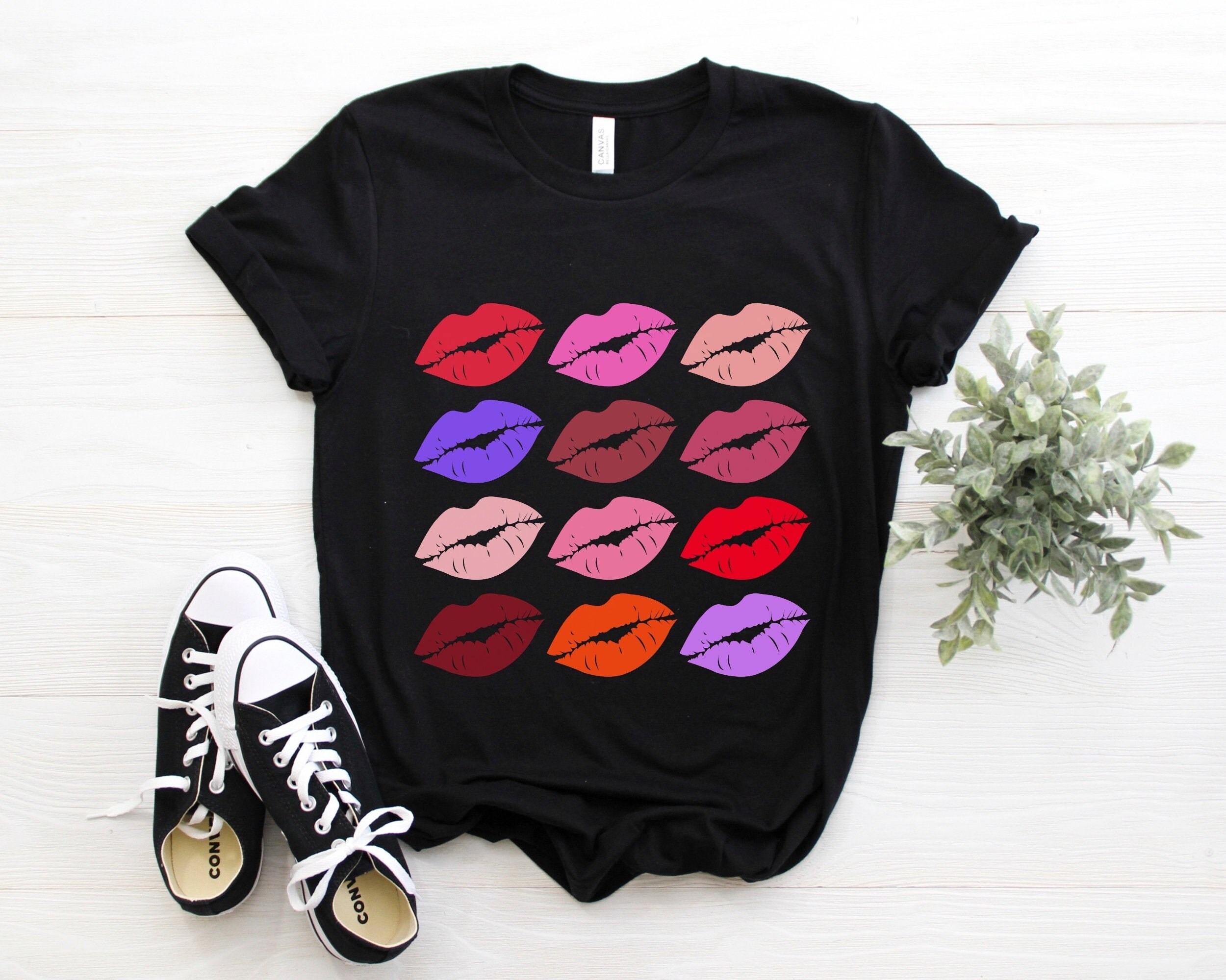 Red Lips Tshirt Red Lipstick Lips Shirt Lipstick Shirt Etsy UK
