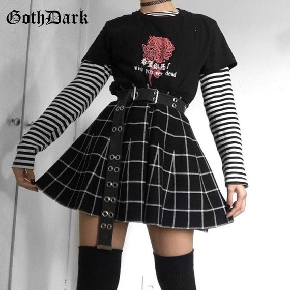 Gothic Skirt Plaid Grunge Aesthetic Punk Mini Skirt Women High | Etsy