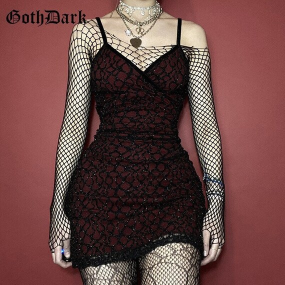 Gothic Dress Shinny Fishnet Gothic 
