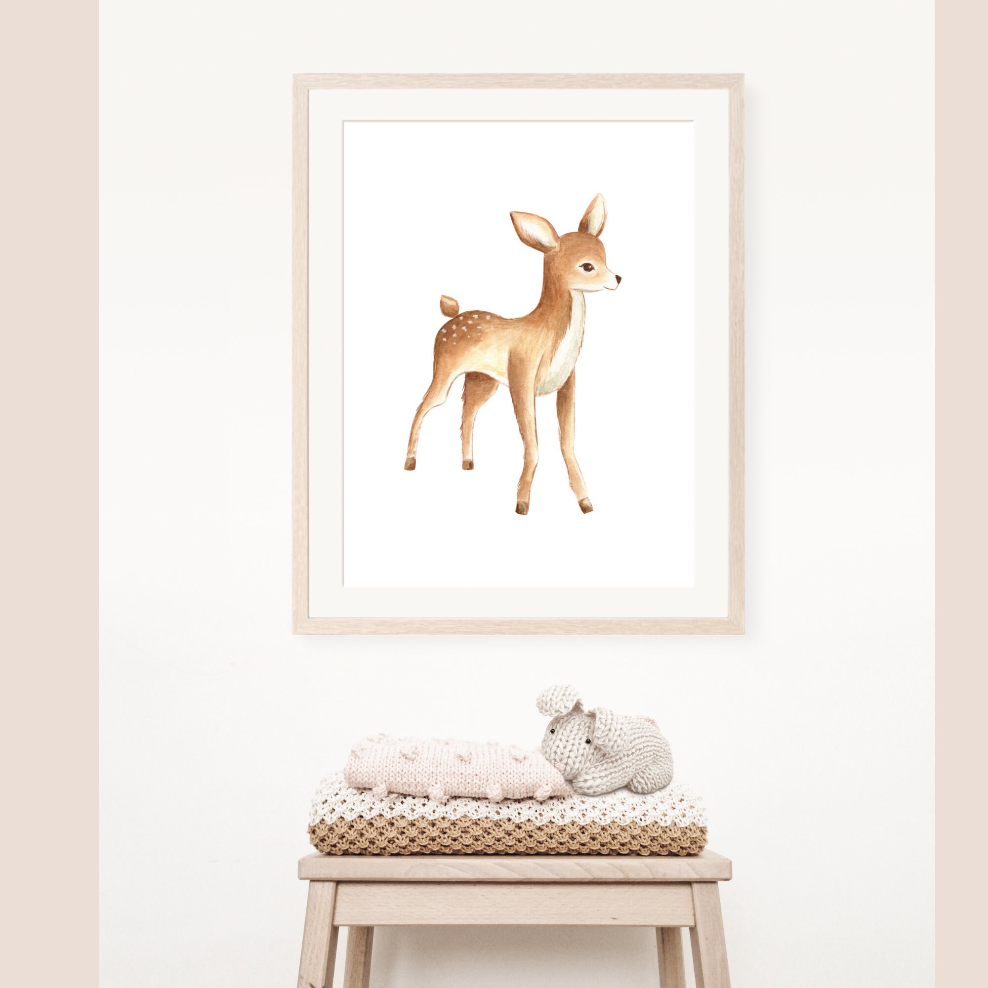 Printable Woodland Deer Nursery Print, Baby Deer Woodland Nursery