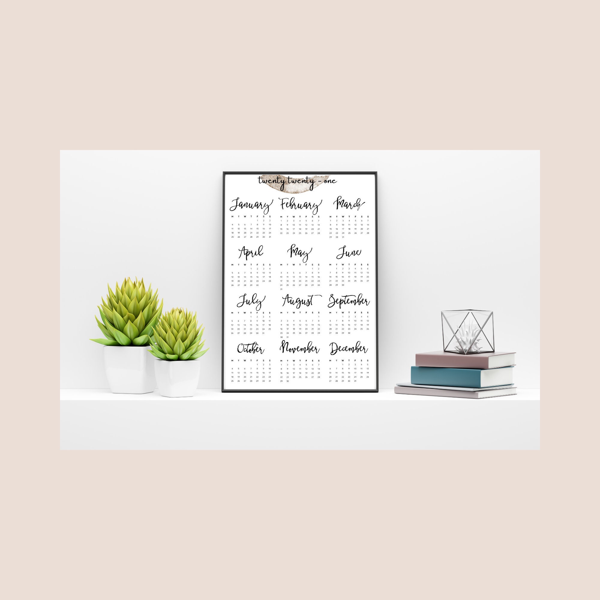 Minimalist 2021 Printable Wall Calendar 2021 Desk Calendar Etsy
