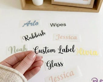 Personalised Vinyl Labels | Custom Name Stickers | Waterproof (Any Colour/Size)