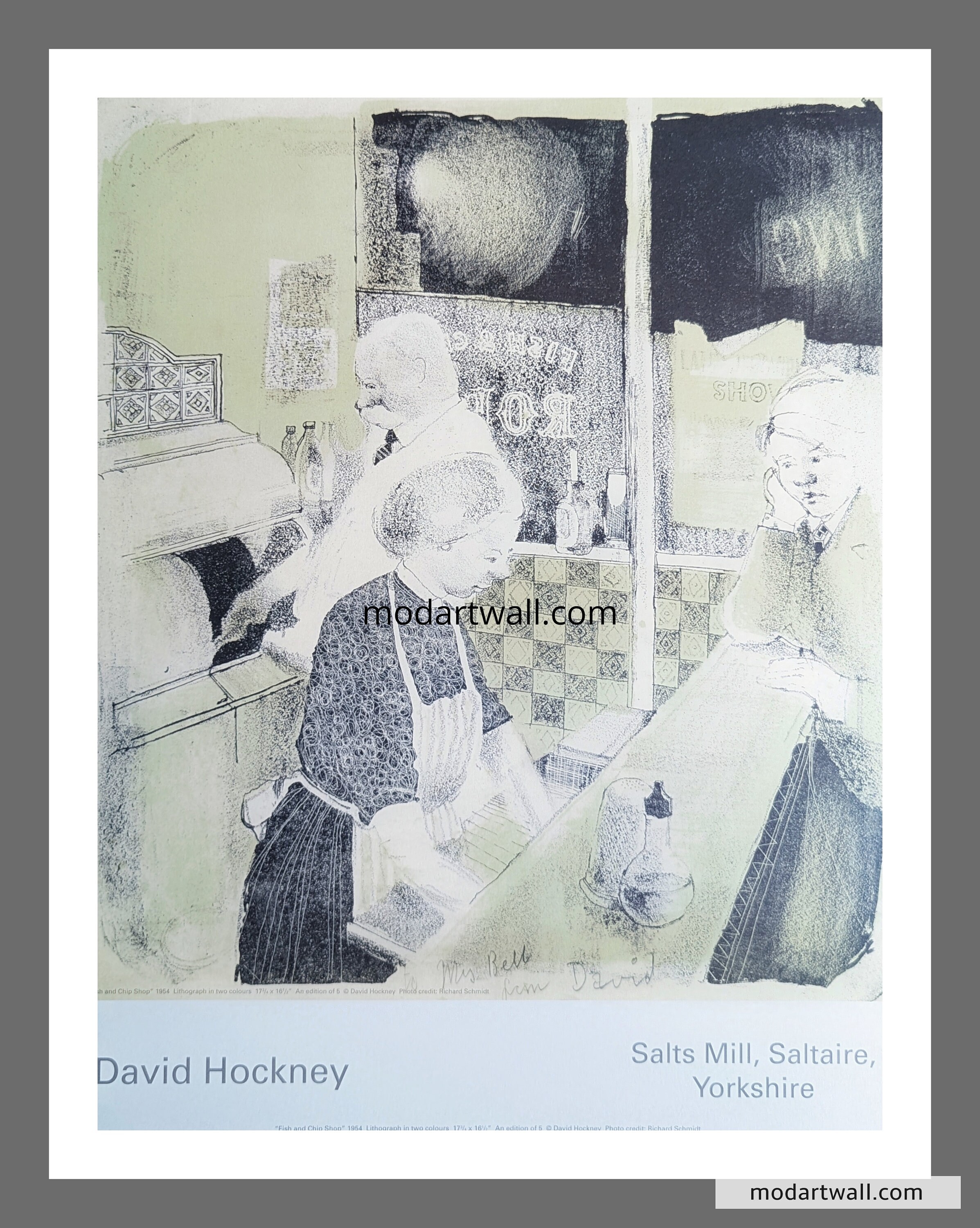 David Hockney original gallery print Fish & Chip Shop