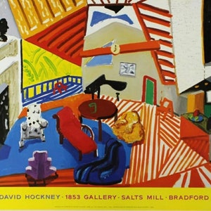 David Hockney Exhibition poster Montcalm Interior at 7 o'clock  vintage rare authentic poster print