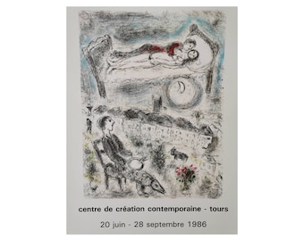 Chagall Marc exhibition poster 1986 Modern and Contemporary Art authentic vintage print poster