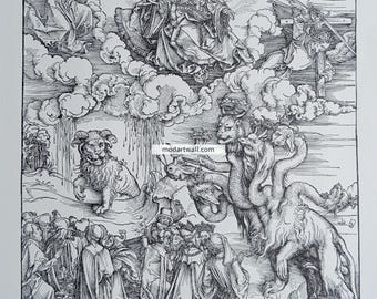 Albrecht Durer Vintage Lithograph - The Apocalypse Renaissance Wall Art Print Classic Wall Decor Renaissance Print for Home Office Fine Art