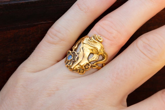 Antique Gold Art Nouveau Figural Ring Dutch Early… - image 7