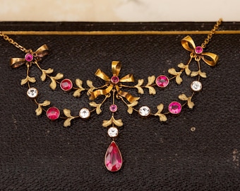 Austro-Hungarian Gold Bow Necklace, C. 1900