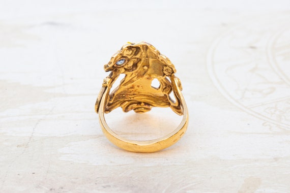 Antique Gold Art Nouveau Figural Ring Dutch Early… - image 5