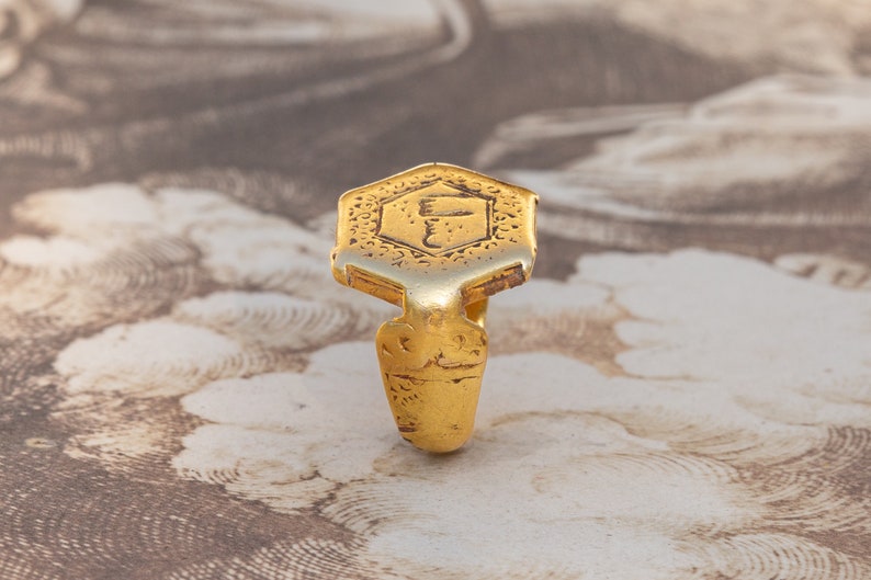 Zeldzame antieke Seltsjoekse 'Selçuklu' periode gouden islamitische ring middeleeuwse ring zegelring 11e 13e eeuw na Christus afbeelding 9