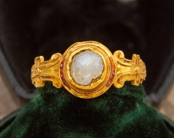 Rare Elizabethan 16th Century Gold Cupid Ring Renaissance Gold Ring Womens