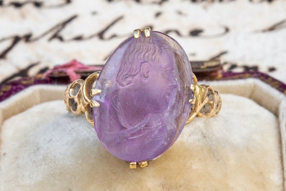 Carved amethyst ring clearance
