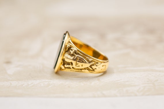 Victorian Bloodstone Antique Gold Signet Ring Sol… - image 6