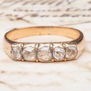 Antique Dutch Rose Cut Diamond Five Stone Half Hoop Band Ring Engagement Ring Victorian 19th Century Ladies Unusual Vintage Wedding Ring