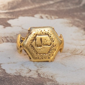 Zeldzame antieke Seltsjoekse 'Selçuklu' periode gouden islamitische ring middeleeuwse ring zegelring 11e 13e eeuw na Christus afbeelding 6