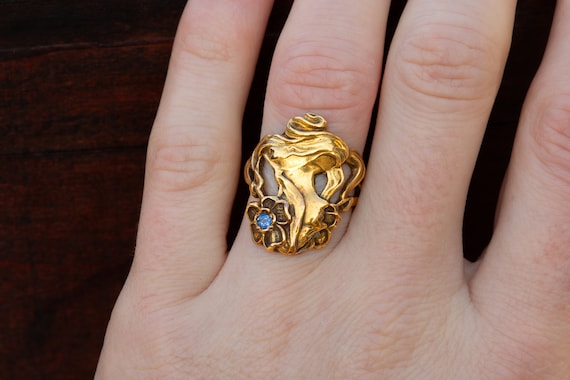 Antique Gold Art Nouveau Figural Ring Dutch Early… - image 8