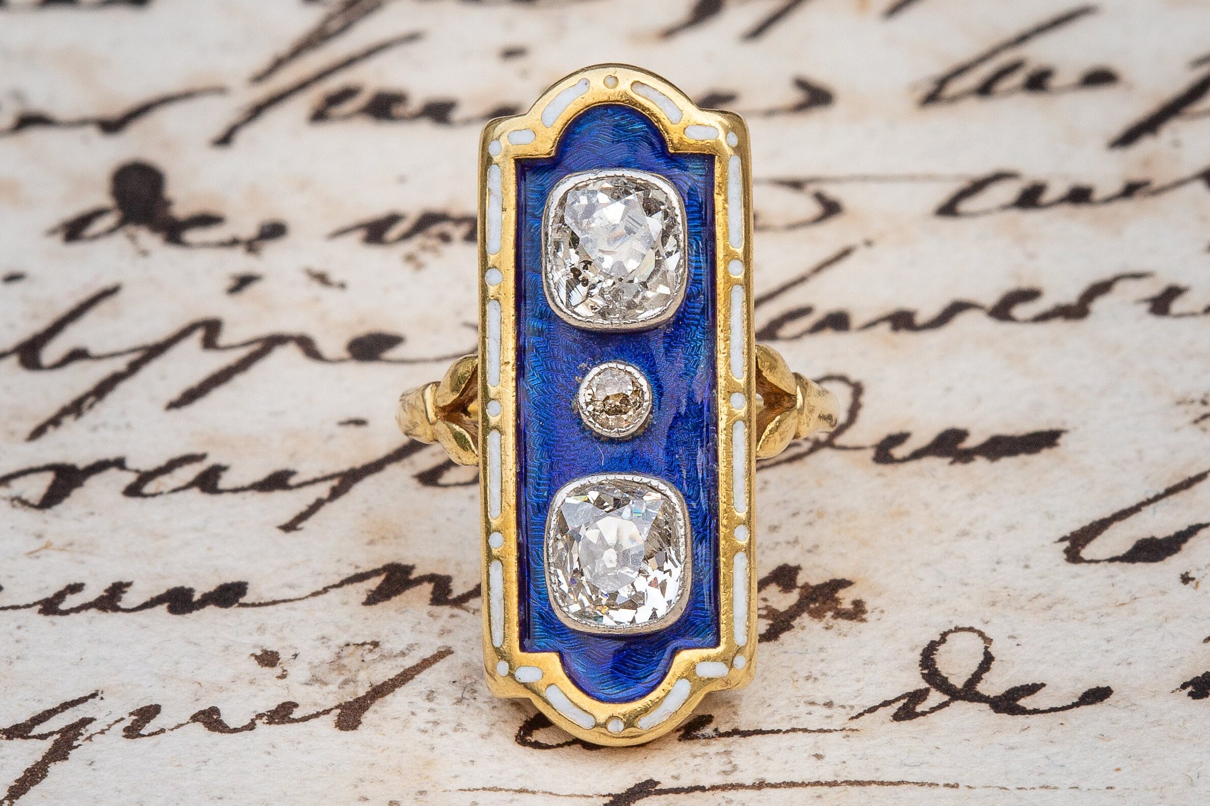 Enamel diamond shop ring