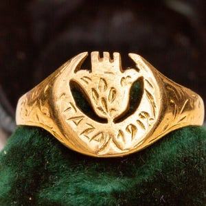 French-Moroccan Gold Military Ring Antique Edwardian Era Ww1 Mens Gold Signet