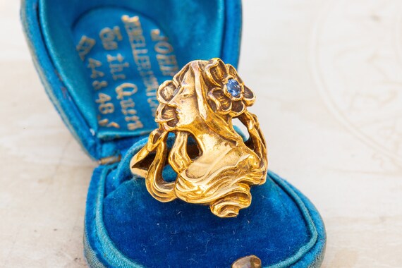 Antique Gold Art Nouveau Figural Ring Dutch Early… - image 2