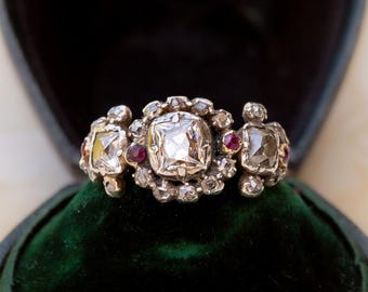 Antique Georgian Peruzzi Diamond Cluster Ring, C. 1800