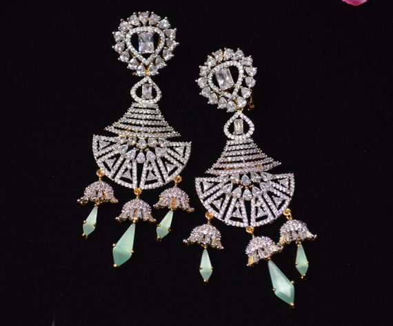 Gold plated american diamond earrings deals