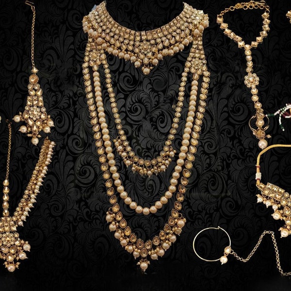 Bridal necklace and accessories set! Rani Haar I gold plated gold jewelry | indian bridal jewelry.