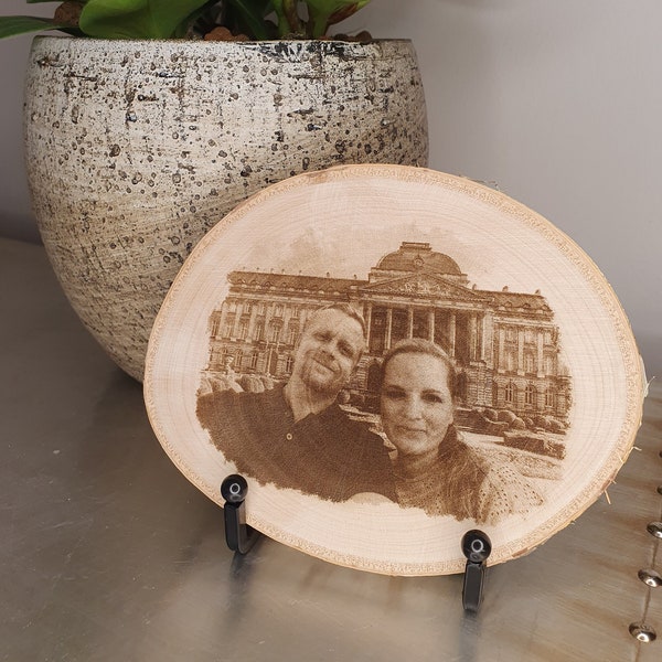 Personalisiertes Holzbild - Dein Foto oder Wunschtext auf einer Baumscheibe - Fotogeschenk