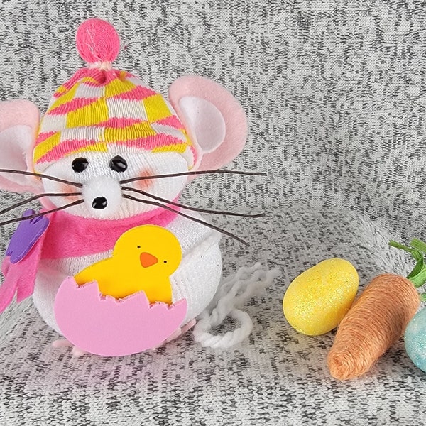 Easter/Spring Sock Mouse, Easter/Spring Mouse, Spring Decoration, Holiday Decor, Easter Gifts, Mother's Day Gifts