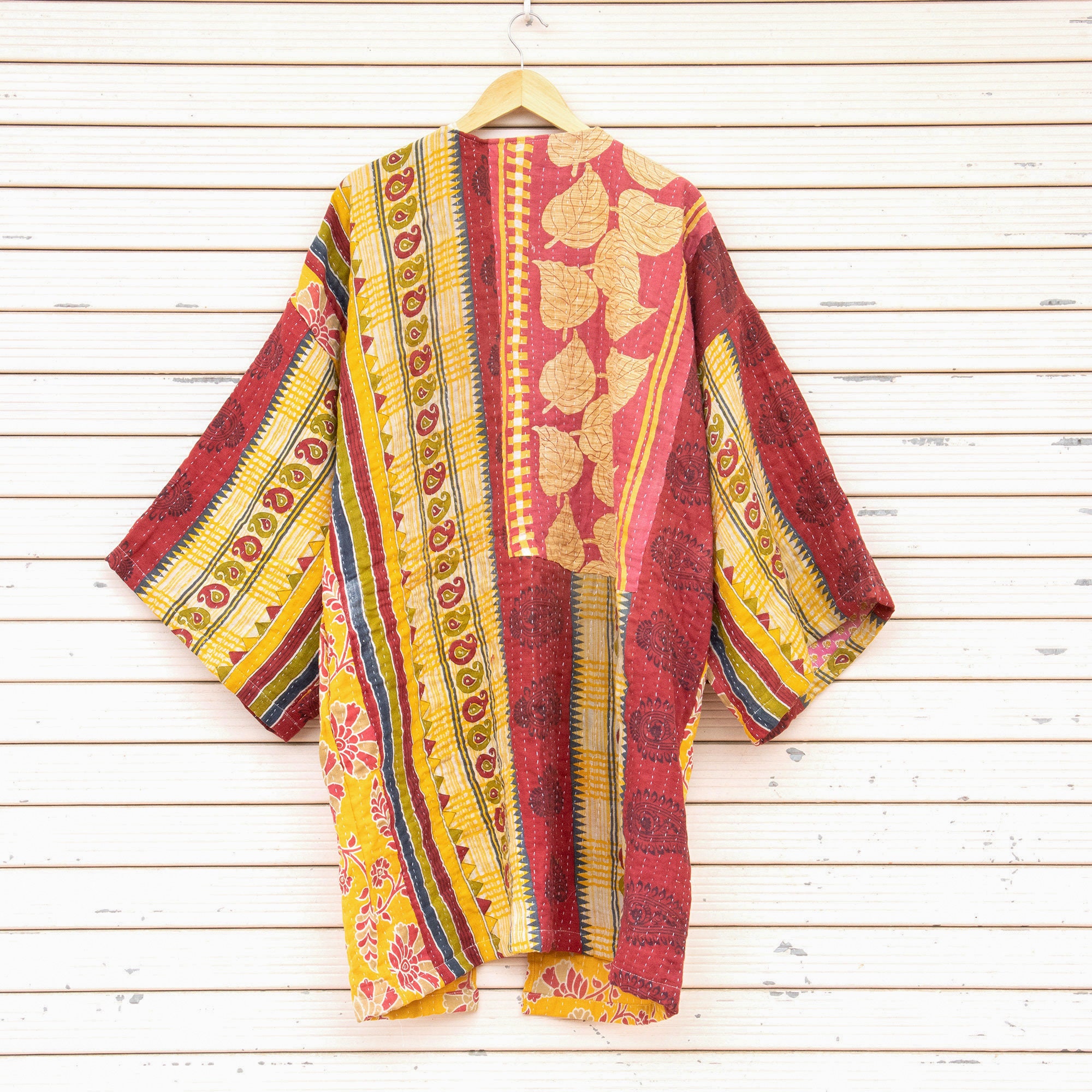 Buy Fine Stitches Vintage Kantha Jacket Kimono Style Vintage Online in ...