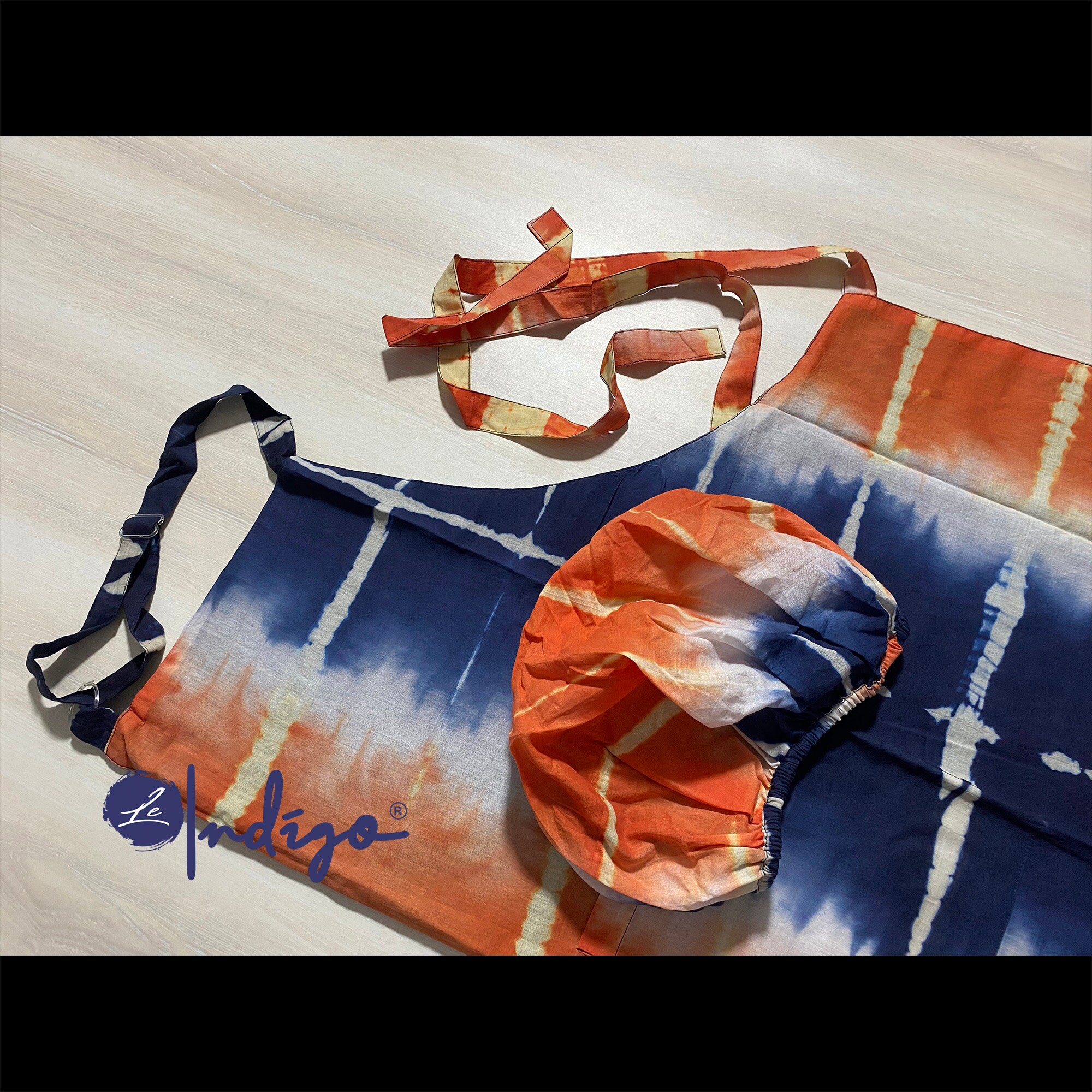 Tablier en Coton Tie Dye avec Gants Matelassés de Cuisine, Tablier Mitaine Bonnet Cuisine Femmes Acc