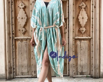 Cotton Tie dyed kaftan, kimono, robes, Maxi style dress, long women tie dye kimono robe, summer party dress, hot sale sexy wear dress LE#38