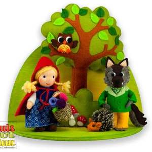 PDF Pattern Little Red Riding Hood and the Wolf, Hedgehog and Fairy Tale Tree