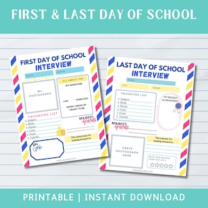First & Last Day of School Interview, First Day of School, Last Day of School Printable, Back to School Questionnaire, All About Me