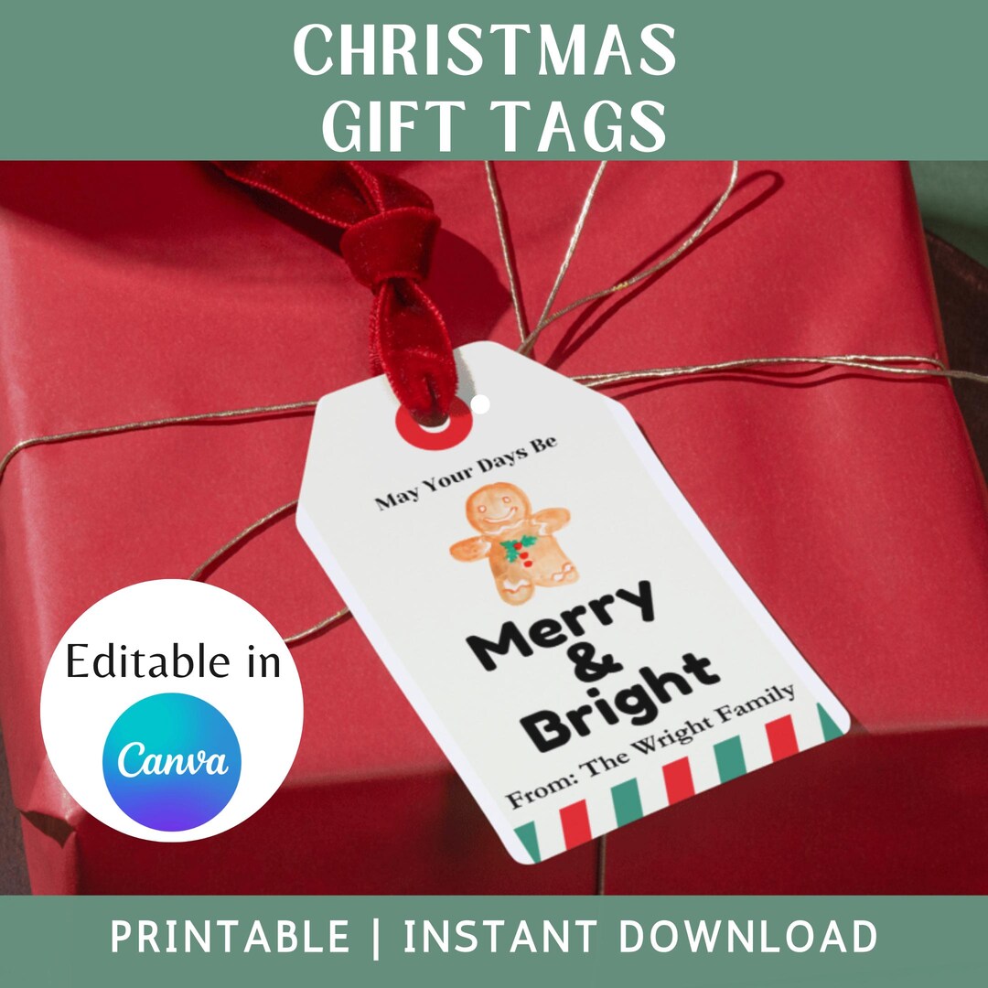 Editable Christmas Gift Tag Template, Printable Gift Tags (digital ...