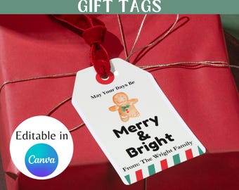 Editable Christmas Gift Tag Template, Printable Gift Tags (Digital Download)