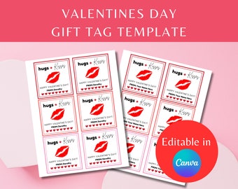 Valentines Day Gift Tag Templates, Valentines Gift Tag Templates, Valentine's Day Tag, Valentine Gift Label, Editable Valentine's Day Tag