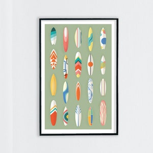 Minimalist Surfboard Art Print |  Surf Wall Art | Beach House Decor | Coastal Print | Gift for a Surfer | Surfing Decor | Seaside Holiday